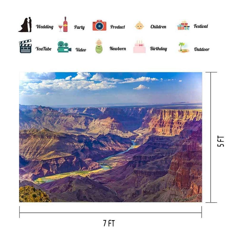 EOA 7(W) x5(H) FT Grand Cayon Aerial View Picture Photography Backdrop Arizona River Stream Rock Plateau Background Party Banner Photo Shoot Studio Props - Image 2